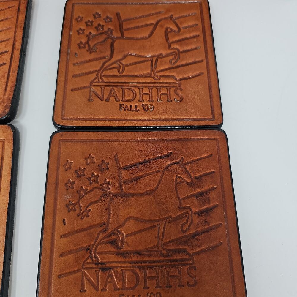 Leather Coasters Set Horse Equestrian Vintage Rustic Decor Barware Unique NADHH - Picture 3 of 5